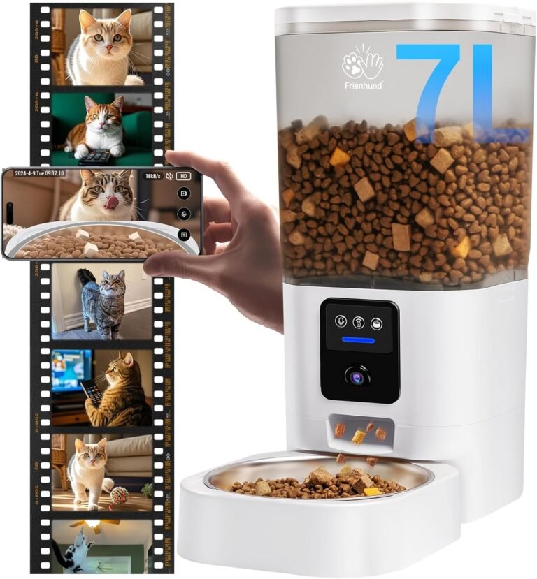 Automatic Cat Feeder with 2K Camera: 5G WiFi Automatic Dog Feeder with Night Vision,Cat Food Dispenser with 7L Large Food Storage Container for Multiple Pet,Detachable for Easy Clean -29 Cup 1 Automatic Cat Feeder